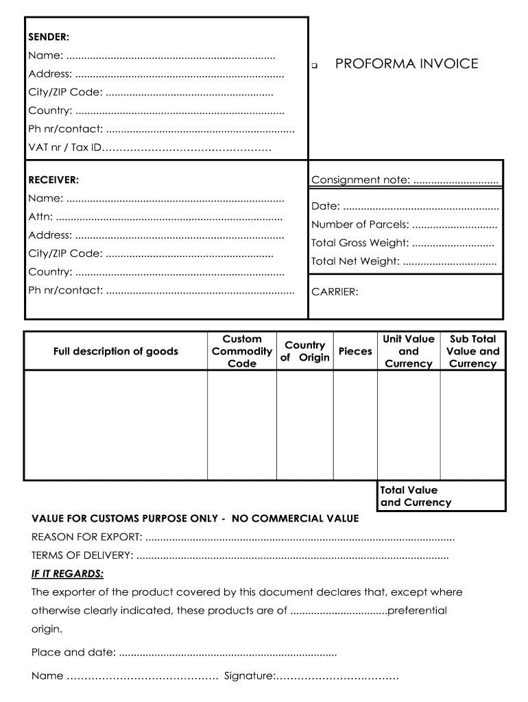 free proforma invoice template