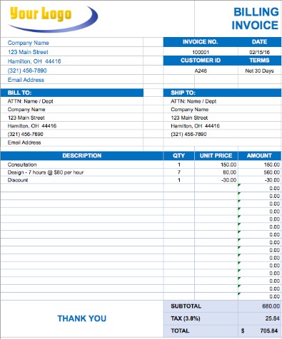 invoice template for excel