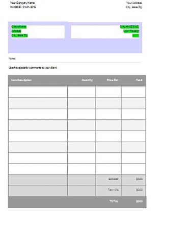 invoice template for google docs