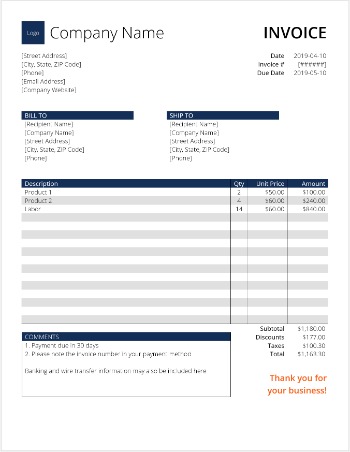 invoice templates for word and excel