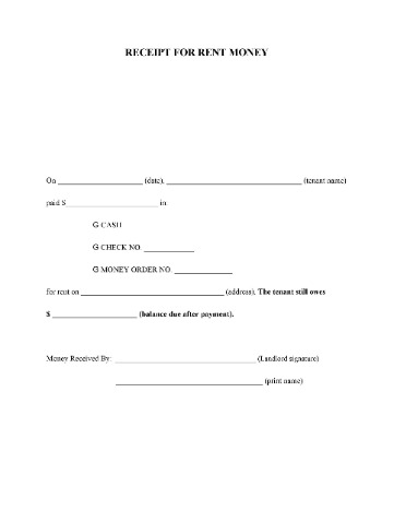 rent receipt templates